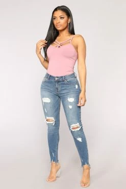 Fashion Nova Something About You Ankle Jeans - Medium Blue Wash Skinny Jeans
