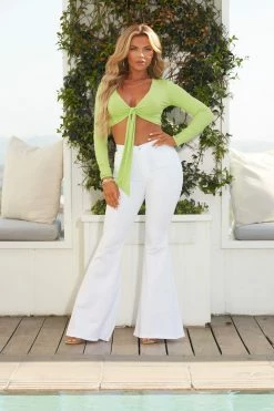 Fashion Nova Santorini Super Stretch Flare Jeans - White