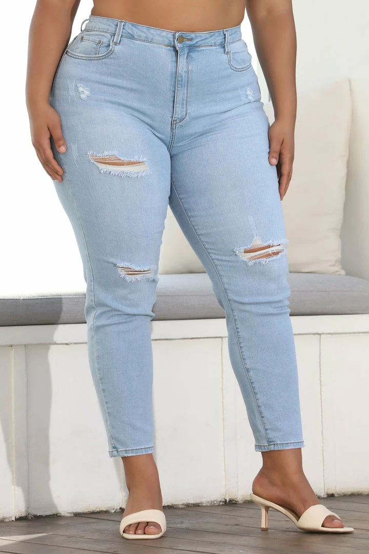 Fashion Nova Skinny Jeans Hannah High Rise Jeans - Light Blue Wash