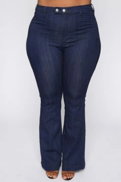 Fashion Nova Flare Jeans Janelle High Waist Trouser Flare Jean - Indigo
