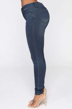 Fashion Nova Black Ops Low Rise Skinny Jeans - Dark Stone Wash