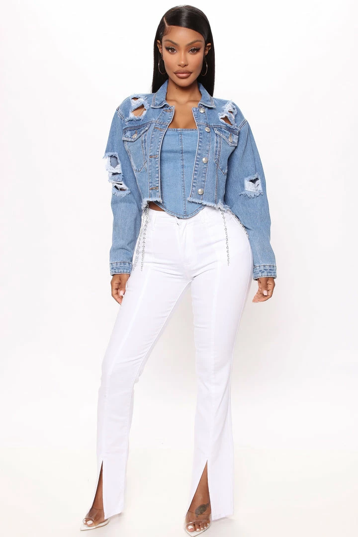 Best Sale ๐ Fashion Nova Megan Split Hem Flare ๐ Jeans - White โญ 3 Fashion Nova Megan Split Hem Flare Jeans - White