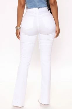 Best Sale ๐ Fashion Nova Megan Split Hem Flare ๐ Jeans - White โญ 9 Fashion Nova Megan Split Hem Flare Jeans - White
