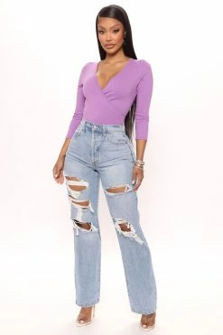 Fashion Nova One More Time Ripped 90's Baggy Jeans - Medium Blue Wash