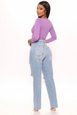 Fashion Nova One More Time Ripped 90's Baggy Jeans - Medium Blue Wash