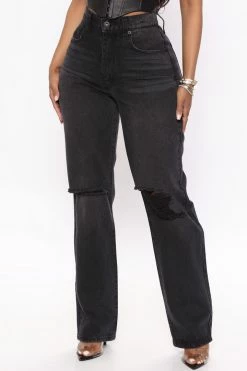 Fashion Nova Simply Straight Leg Jeans - Black