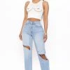 Fashion Nova Something Special Straight Leg Jeans - Medium Blue Wash