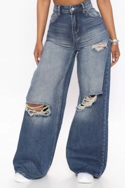 Fashion Nova What's The Deal 90's Baggy Jeans - Medium Wash