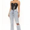 Fashion Nova Such A Mood Ripped Flare Jeans - Light Blue Wash