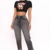 Fashion Nova Tony Boyfriend Jeans - Black