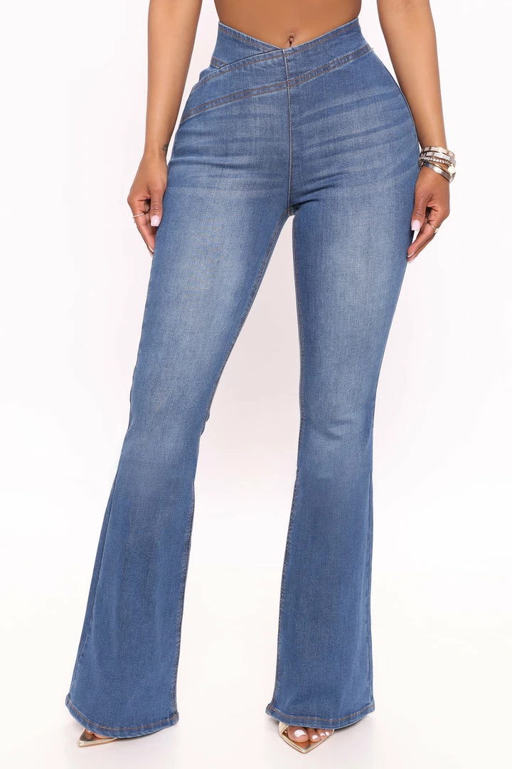 Hot Sale โ๏ธ Fashion Nova Effortless Pull On Flare ๐ Jeans - Medium Blue Wash ๐ฅ 5 Fashion Nova Effortless Pull On Flare Jeans - Medium Blue Wash