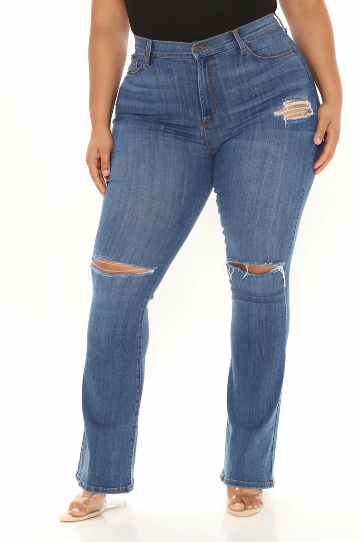 New ๐ฅฐ Fashion Nova Luxurious Distressed Super Stretch Flare ๐ Jeans - Dark Wash ๐ 9 Fashion Nova Luxurious Distressed Super Stretch Flare Jeans - Dark Wash