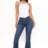 Fashion Nova Start Something Mid Rise Flare Jeans - Medium Blue Wash