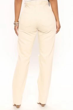 Fashion Nova Save The Date Straight Leg Jeans - Oatmeal