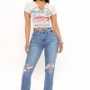 Fashion Nova Babetown Bootcut Jeans - Medium Blue Wash