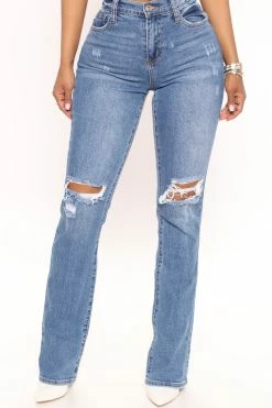 Fashion Nova Babetown Bootcut Jeans - Medium Blue Wash