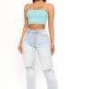 Fashion Nova Beat Me To It Straight Leg Jeans - Light Blue Wash