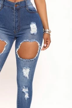 Fashion Nova Catty Distressed Skinny Jeans - Medium Wash