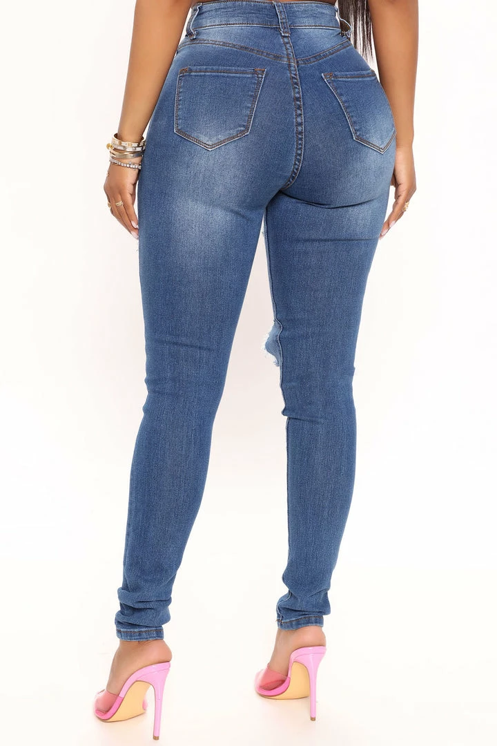 Fashion Nova Catty Distressed Skinny Jeans - Medium Wash