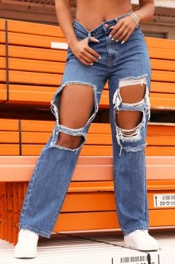 Fashion Nova Back Again Slouch Fit Jeans - Dark Denim Baggy Jeans