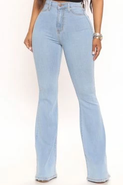 Fashion Nova Deep In My Soul Flare Jeans - Light Blue Wash Skinny Jeans