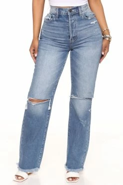 Fashion Nova When You Need 'Em Straight Dad Jeans - Medium Blue Wash