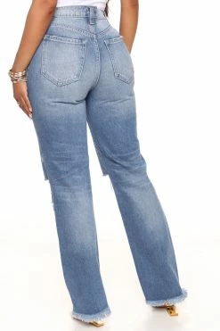 Fashion Nova When You Need 'Em Straight Dad Jeans - Medium Blue Wash