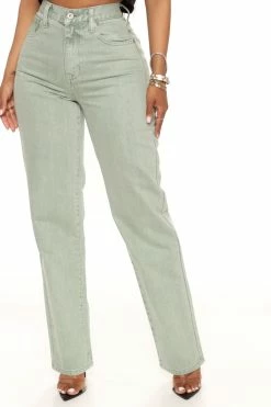 Fashion Nova Tunnel Vision Straight Leg Jeans - Olive