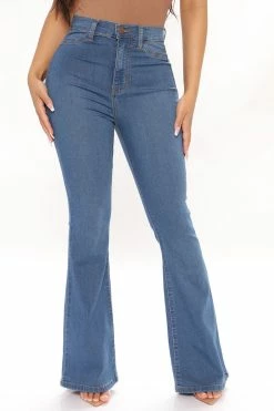 Fashion Nova Petite Deep In My Soul Flare Jeans - Medium Blue Wash