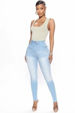 Fashion Nova Skinny Jeans Statuesque Booty Lifting Jeans - Light Blue Wash