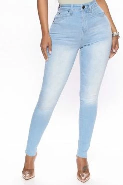 Fashion Nova Skinny Jeans Statuesque Booty Lifting Jeans - Light Blue Wash