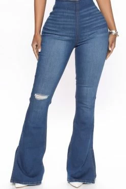 Fashion Nova Unforgettable Flare Jeans - Medium Blue Wash