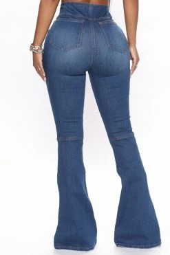 Fashion Nova Unforgettable Flare Jeans - Medium Blue Wash