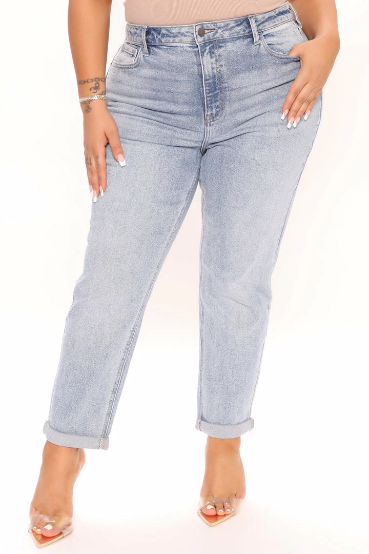 Fashion Nova No Time To Wait Slim Mom Jeans - Medium Blue Wash