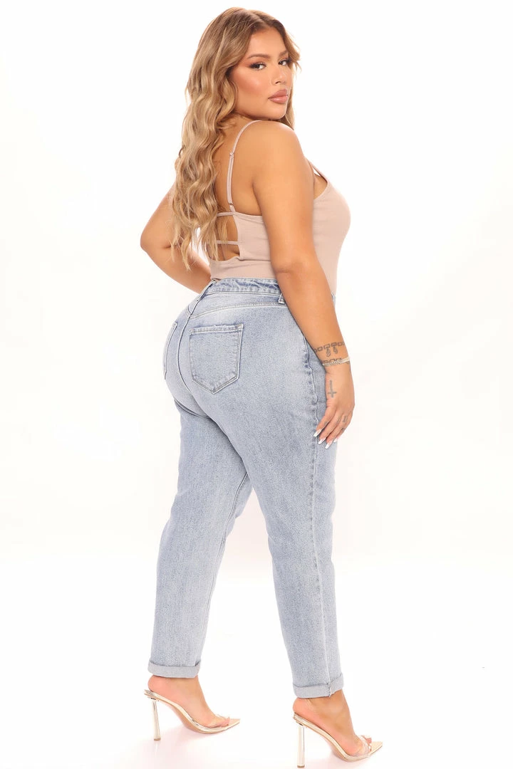 Fashion Nova No Time To Wait Slim Mom Jeans - Medium Blue Wash