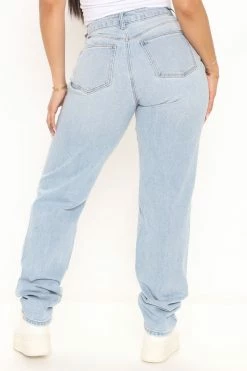 Fashion Nova Better Than Your Last Ripped Straight Leg Jeans - Medium Blue Wash