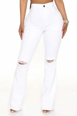 Best Pirce 👍 Fashion Nova Here To Stay Flare 👖 Jeans - White 🤩 13 Fashion Nova Here To Stay Flare Jeans - White