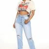 Fashion Nova In The Fastlane Shredded Mom Jeans - Light Blue Wash