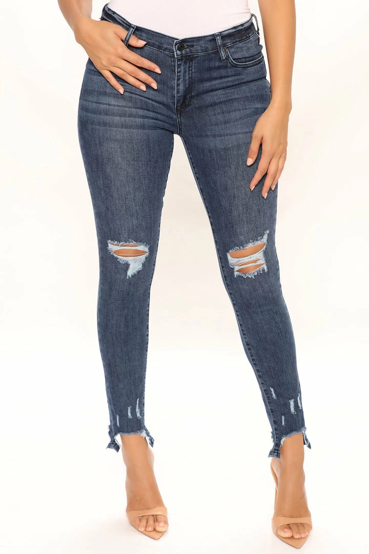 Fashion Nova Skinny Jeans Tall Your Turn Ankle Jeans - Dark Denim