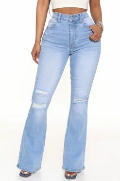 Fashion Nova More To See Flare Jeans - Light Blue Wash