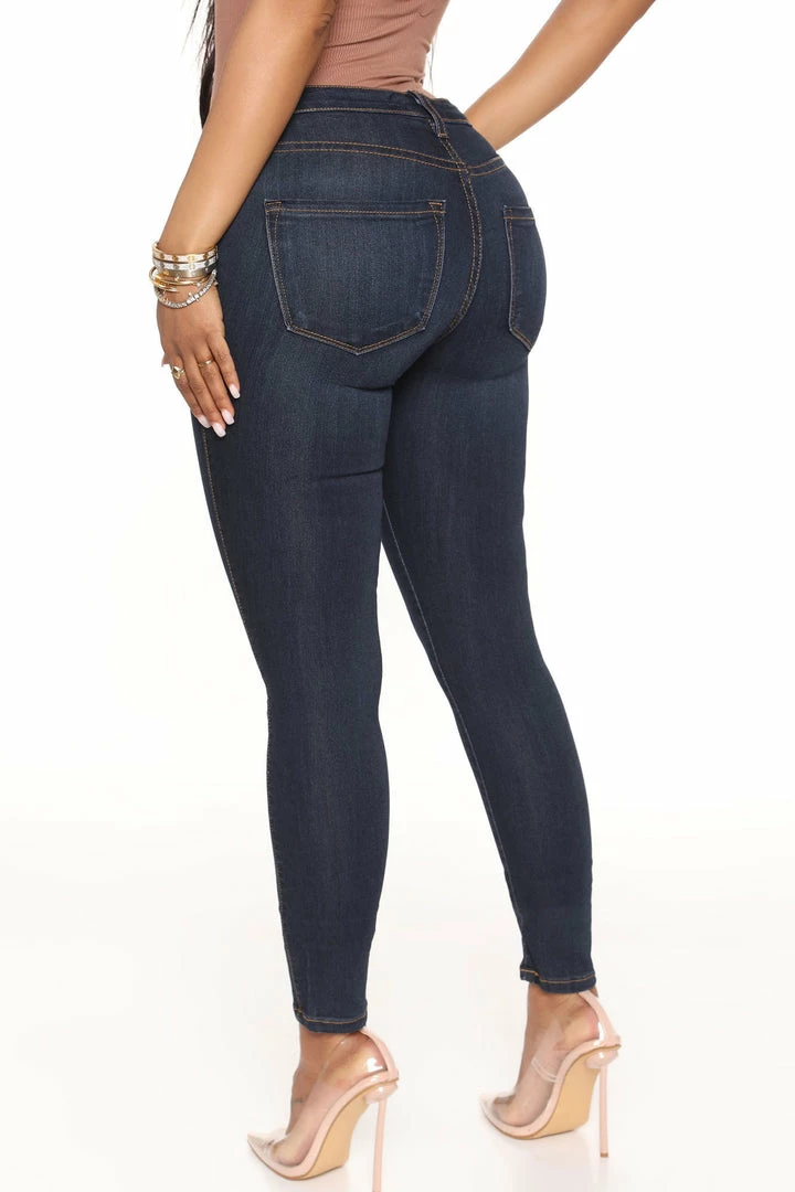 Fashion Nova Classic Mid Rise Skinny Jeans - Dark Denim