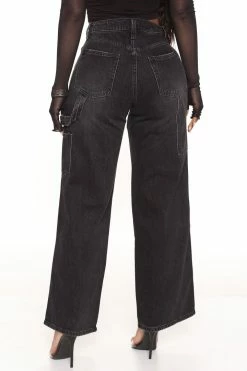 Fashion Nova Baggy Jeans Put In The Work Carpenter Jeans - Black