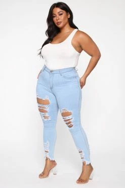 Fashion Nova Tell Your Boy Bye Jeans - Light Blue Wash