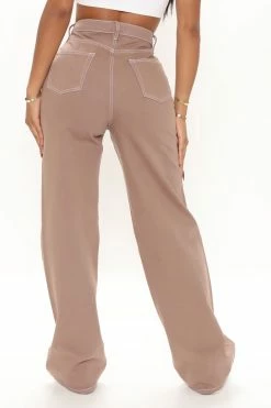 Fashion Nova Level Up Contrast Slouchy Skater Jeans - Mocha