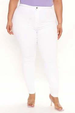 Fashion Nova Tall Super High Waist Denim Skinnies - White Skinny Jeans
