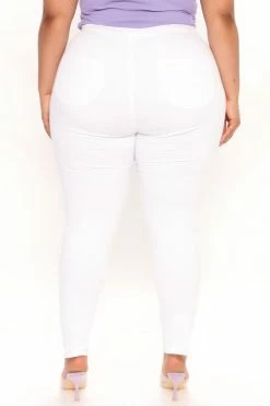 Fashion Nova Tall Super High Waist Denim Skinnies - White Skinny Jeans