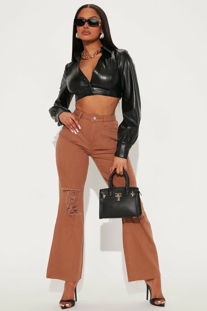 Fashion Nova Set Me Free Ripped Straight Leg Jeans - Brown