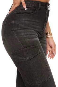 Fashion Nova Into The Night Cargo Jeans - Black