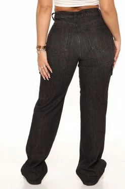 Fashion Nova Into The Night Cargo Jeans - Black