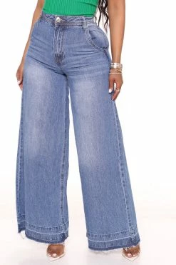 Fashion Nova Blue Moon Wide Leg Jeans - Medium Wash